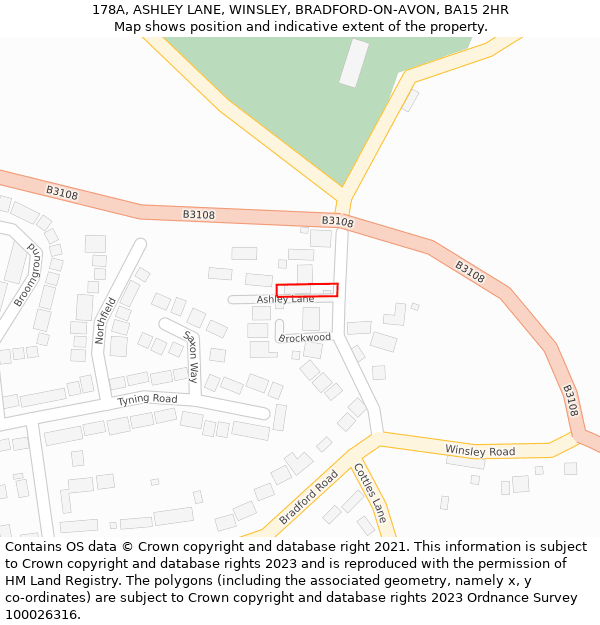 178A, ASHLEY LANE, WINSLEY, BRADFORD-ON-AVON, BA15 2HR: Location map and indicative extent of plot