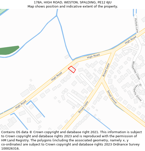 178A, HIGH ROAD, WESTON, SPALDING, PE12 6JU: Location map and indicative extent of plot