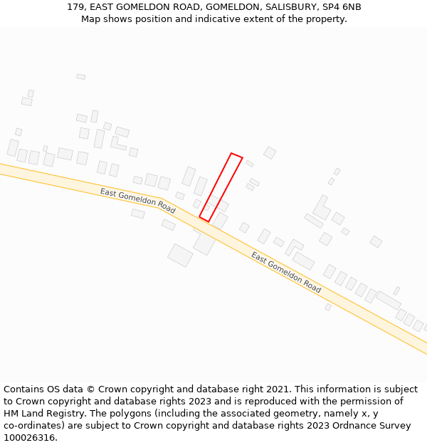 179, EAST GOMELDON ROAD, GOMELDON, SALISBURY, SP4 6NB: Location map and indicative extent of plot
