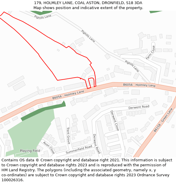 179, HOLMLEY LANE, COAL ASTON, DRONFIELD, S18 3DA: Location map and indicative extent of plot