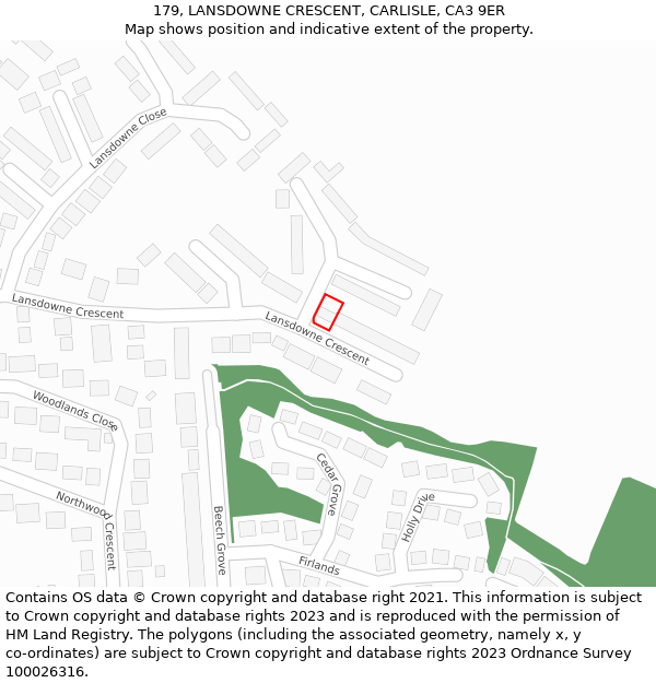 179, LANSDOWNE CRESCENT, CARLISLE, CA3 9ER: Location map and indicative extent of plot