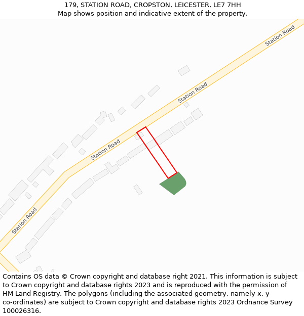 179, STATION ROAD, CROPSTON, LEICESTER, LE7 7HH: Location map and indicative extent of plot