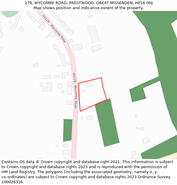 179, WYCOMBE ROAD, PRESTWOOD, GREAT MISSENDEN, HP16 0HJ: Location map and indicative extent of plot
