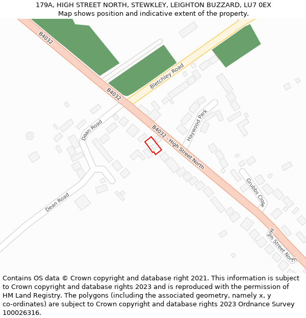 179A, HIGH STREET NORTH, STEWKLEY, LEIGHTON BUZZARD, LU7 0EX: Location map and indicative extent of plot