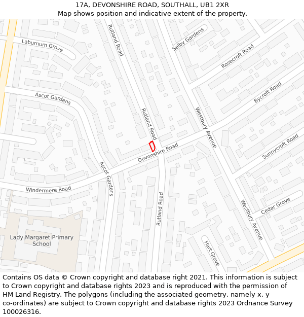 17A, DEVONSHIRE ROAD, SOUTHALL, UB1 2XR: Location map and indicative extent of plot