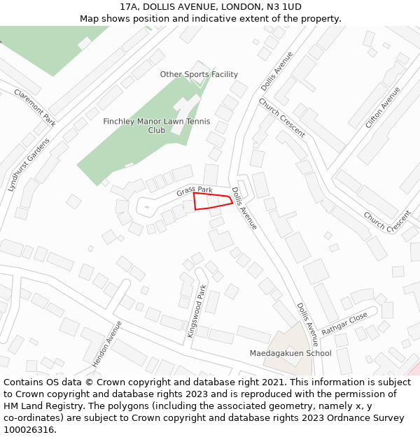 17A, DOLLIS AVENUE, LONDON, N3 1UD: Location map and indicative extent of plot