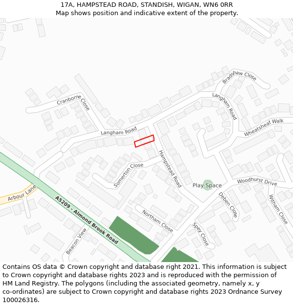 17A, HAMPSTEAD ROAD, STANDISH, WIGAN, WN6 0RR: Location map and indicative extent of plot