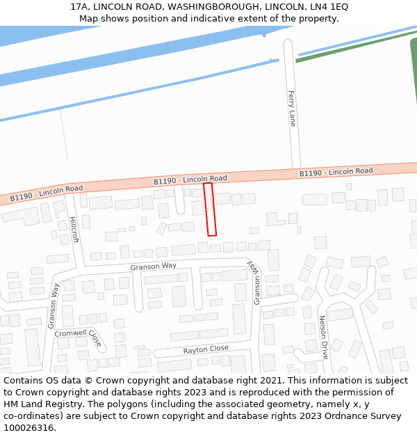 17A, LINCOLN ROAD, WASHINGBOROUGH, LINCOLN, LN4 1EQ: Location map and indicative extent of plot