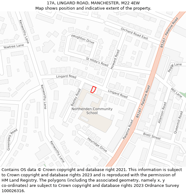17A, LINGARD ROAD, MANCHESTER, M22 4EW: Location map and indicative extent of plot