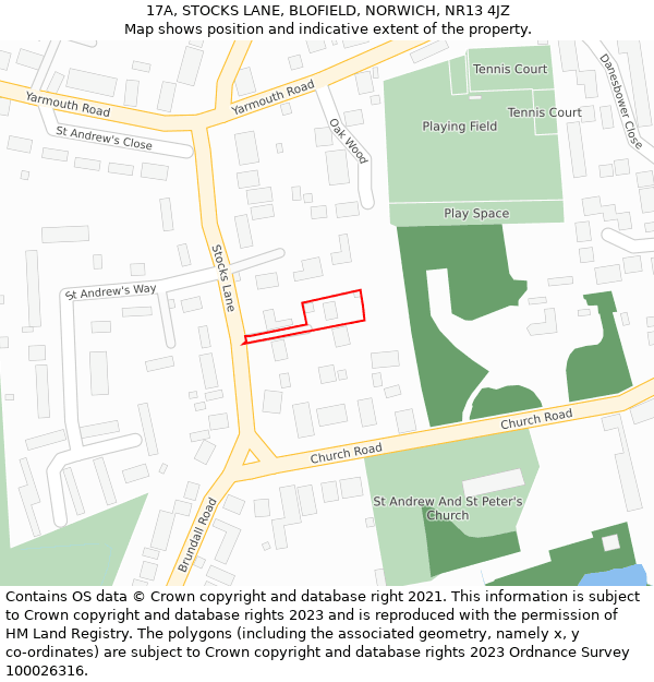 17A, STOCKS LANE, BLOFIELD, NORWICH, NR13 4JZ: Location map and indicative extent of plot