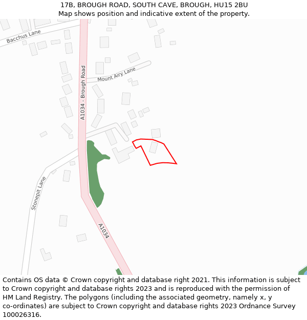 17B, BROUGH ROAD, SOUTH CAVE, BROUGH, HU15 2BU: Location map and indicative extent of plot