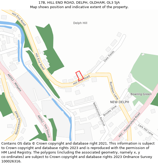 17B, HILL END ROAD, DELPH, OLDHAM, OL3 5JA: Location map and indicative extent of plot