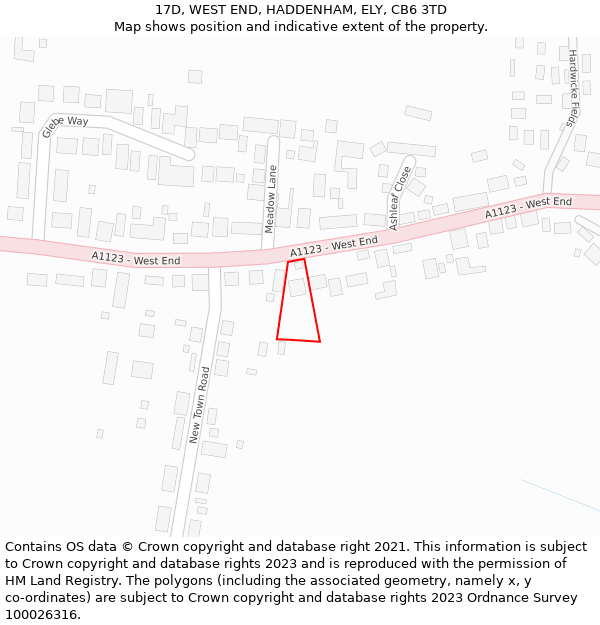 17D, WEST END, HADDENHAM, ELY, CB6 3TD: Location map and indicative extent of plot