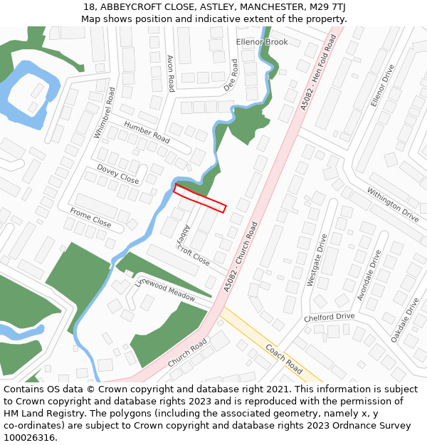 18, ABBEYCROFT CLOSE, ASTLEY, MANCHESTER, M29 7TJ: Location map and indicative extent of plot