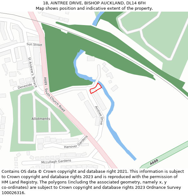 18, AINTREE DRIVE, BISHOP AUCKLAND, DL14 6FH: Location map and indicative extent of plot