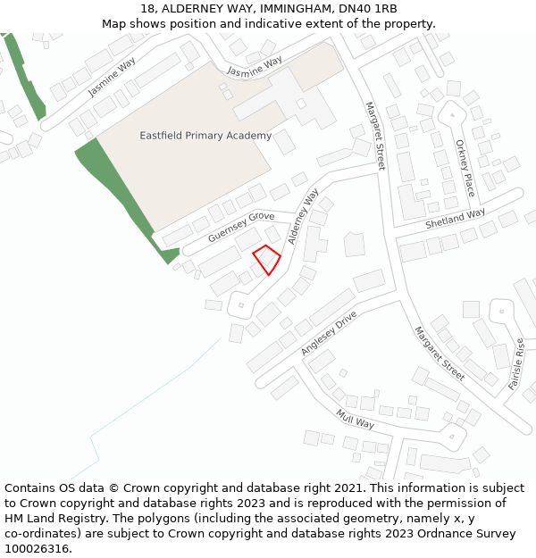 18, ALDERNEY WAY, IMMINGHAM, DN40 1RB: Location map and indicative extent of plot