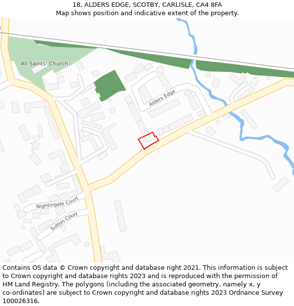18, ALDERS EDGE, SCOTBY, CARLISLE, CA4 8FA: Location map and indicative extent of plot