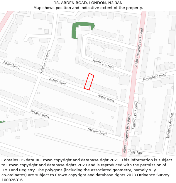 18, ARDEN ROAD, LONDON, N3 3AN: Location map and indicative extent of plot