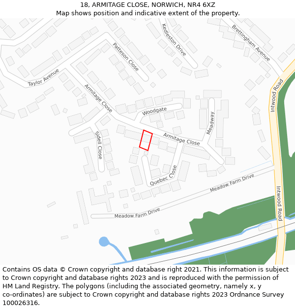 18, ARMITAGE CLOSE, NORWICH, NR4 6XZ: Location map and indicative extent of plot