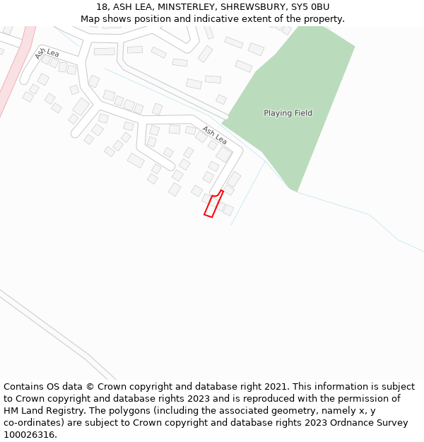 18, ASH LEA, MINSTERLEY, SHREWSBURY, SY5 0BU: Location map and indicative extent of plot