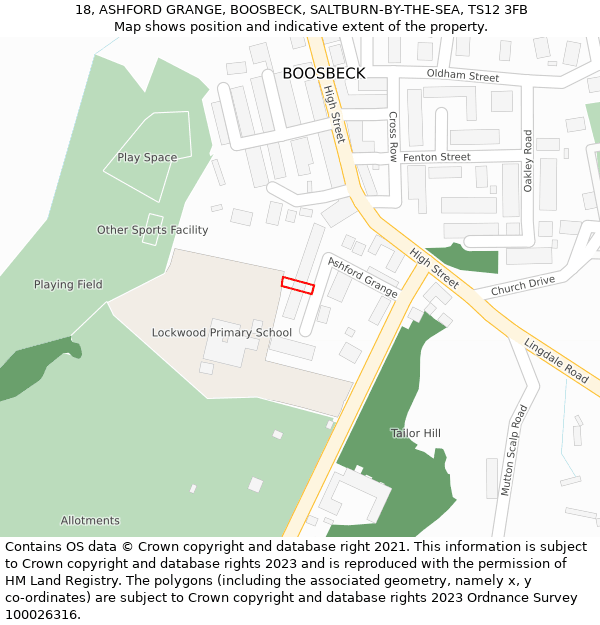 18, ASHFORD GRANGE, BOOSBECK, SALTBURN-BY-THE-SEA, TS12 3FB: Location map and indicative extent of plot