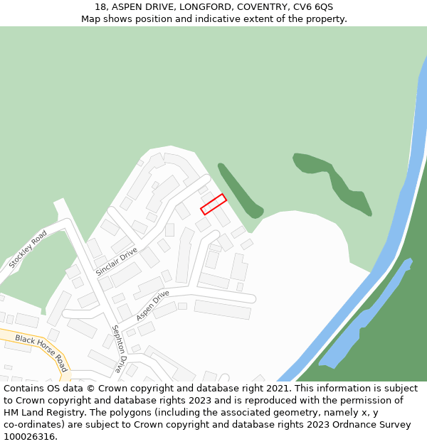 18, ASPEN DRIVE, LONGFORD, COVENTRY, CV6 6QS: Location map and indicative extent of plot