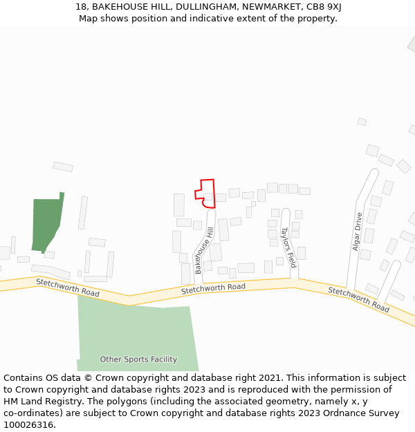 18, BAKEHOUSE HILL, DULLINGHAM, NEWMARKET, CB8 9XJ: Location map and indicative extent of plot