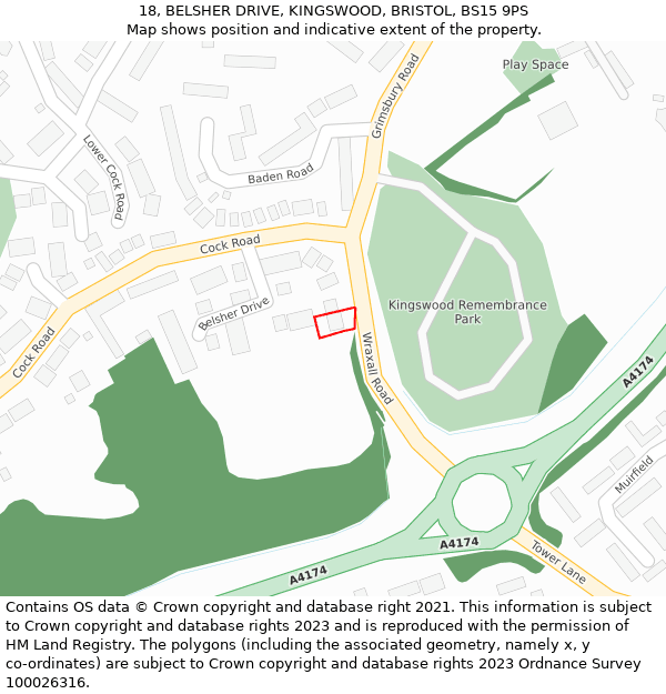 18, BELSHER DRIVE, KINGSWOOD, BRISTOL, BS15 9PS: Location map and indicative extent of plot