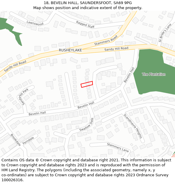 18, BEVELIN HALL, SAUNDERSFOOT, SA69 9PG: Location map and indicative extent of plot