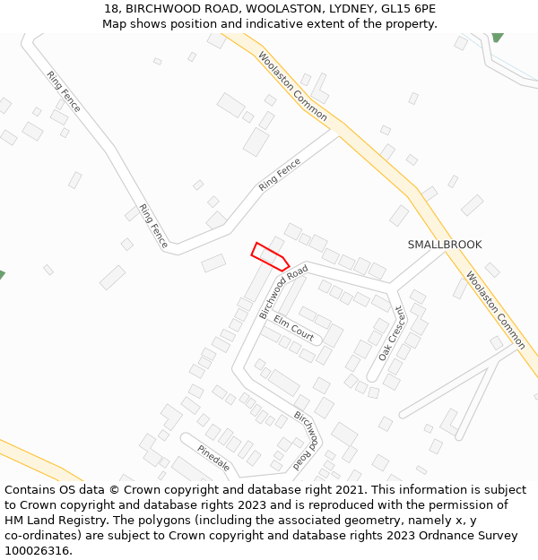 18, BIRCHWOOD ROAD, WOOLASTON, LYDNEY, GL15 6PE: Location map and indicative extent of plot