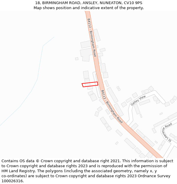 18, BIRMINGHAM ROAD, ANSLEY, NUNEATON, CV10 9PS: Location map and indicative extent of plot