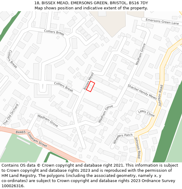 18, BISSEX MEAD, EMERSONS GREEN, BRISTOL, BS16 7DY: Location map and indicative extent of plot