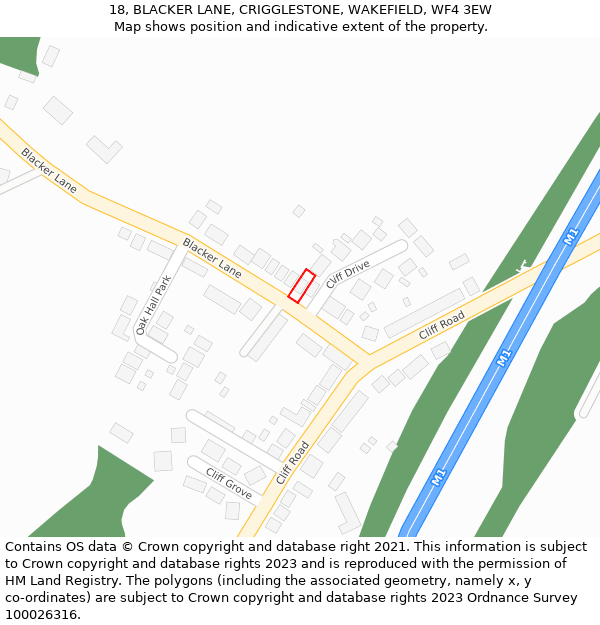 18, BLACKER LANE, CRIGGLESTONE, WAKEFIELD, WF4 3EW: Location map and indicative extent of plot