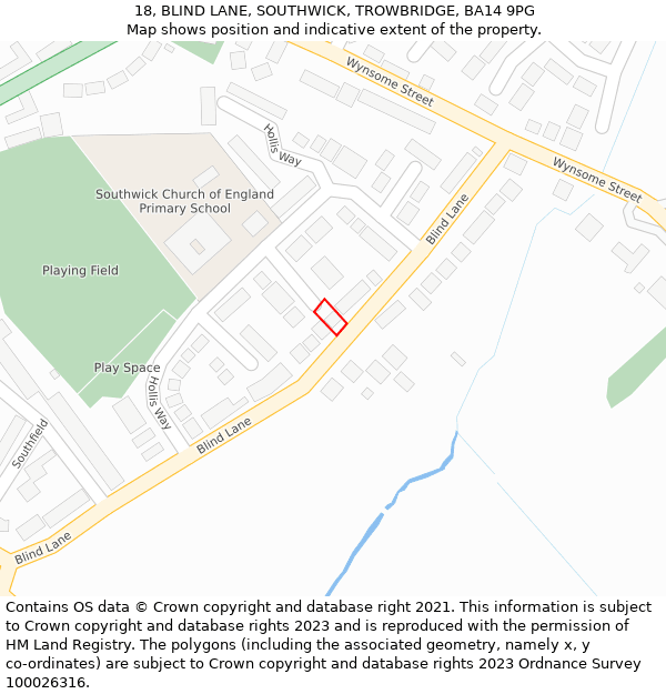 18, BLIND LANE, SOUTHWICK, TROWBRIDGE, BA14 9PG: Location map and indicative extent of plot