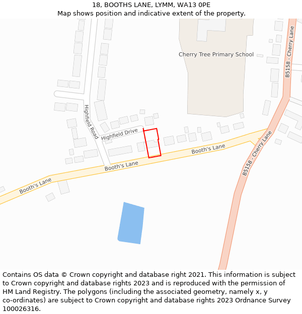 18, BOOTHS LANE, LYMM, WA13 0PE: Location map and indicative extent of plot