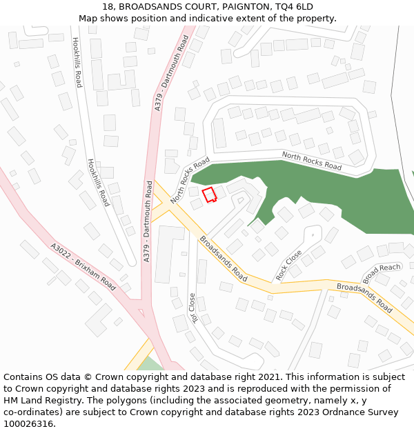 18, BROADSANDS COURT, PAIGNTON, TQ4 6LD: Location map and indicative extent of plot