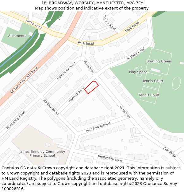 18, BROADWAY, WORSLEY, MANCHESTER, M28 7EY: Location map and indicative extent of plot
