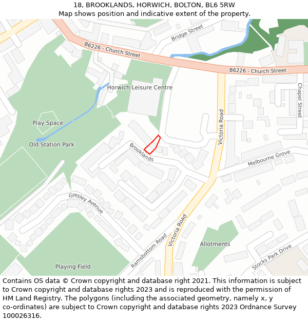 18, BROOKLANDS, HORWICH, BOLTON, BL6 5RW: Location map and indicative extent of plot