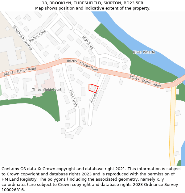 18, BROOKLYN, THRESHFIELD, SKIPTON, BD23 5ER: Location map and indicative extent of plot