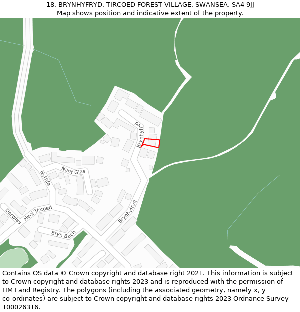 18, BRYNHYFRYD, TIRCOED FOREST VILLAGE, SWANSEA, SA4 9JJ: Location map and indicative extent of plot