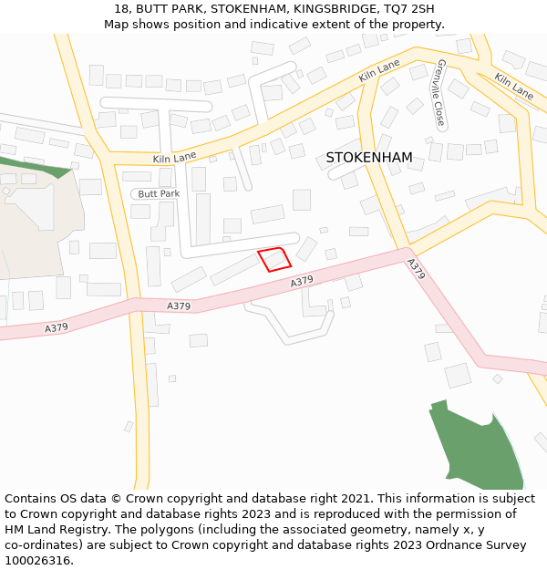 18, BUTT PARK, STOKENHAM, KINGSBRIDGE, TQ7 2SH: Location map and indicative extent of plot