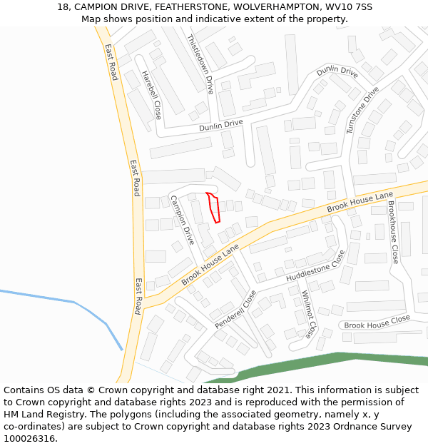 18, CAMPION DRIVE, FEATHERSTONE, WOLVERHAMPTON, WV10 7SS: Location map and indicative extent of plot