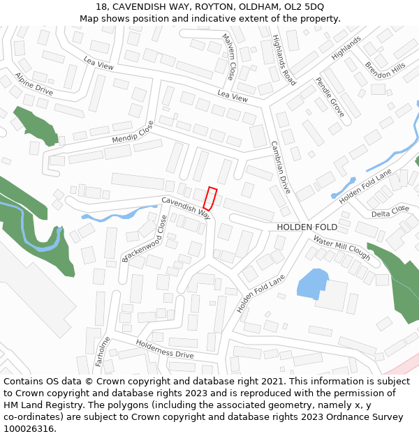 18, CAVENDISH WAY, ROYTON, OLDHAM, OL2 5DQ: Location map and indicative extent of plot