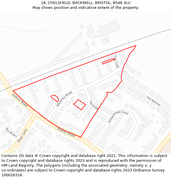 18, CHELSFIELD, BACKWELL, BRISTOL, BS48 3LU: Location map and indicative extent of plot