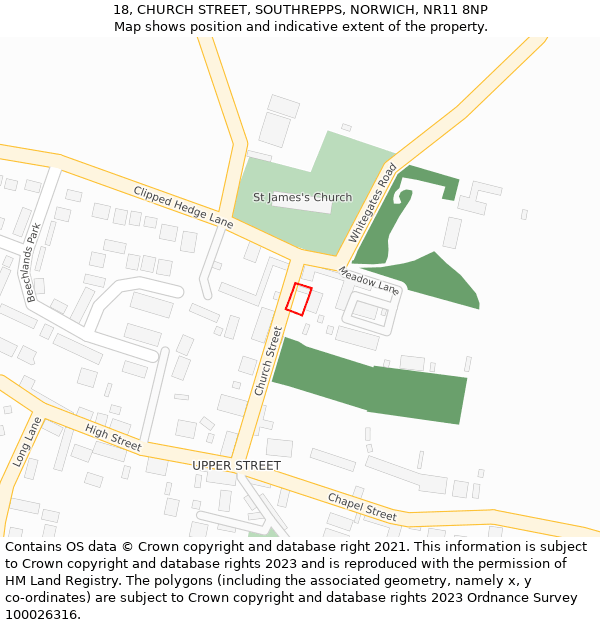 18, CHURCH STREET, SOUTHREPPS, NORWICH, NR11 8NP: Location map and indicative extent of plot