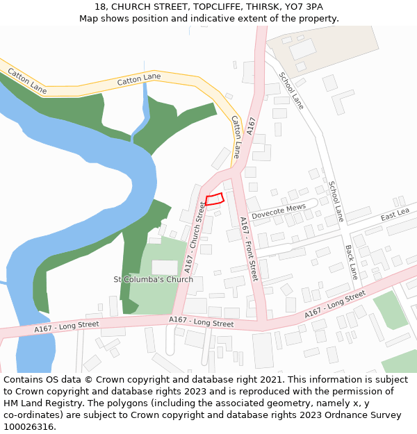 18, CHURCH STREET, TOPCLIFFE, THIRSK, YO7 3PA: Location map and indicative extent of plot
