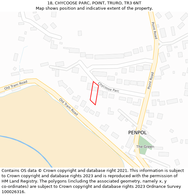 18, CHYCOOSE PARC, POINT, TRURO, TR3 6NT: Location map and indicative extent of plot