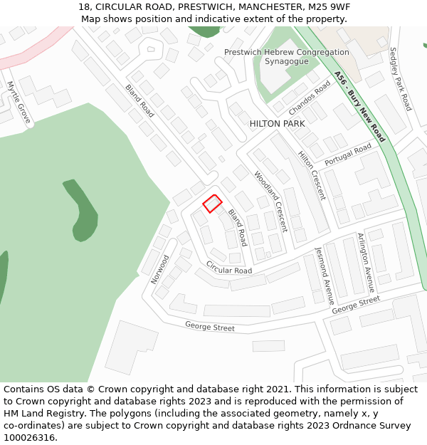 18, CIRCULAR ROAD, PRESTWICH, MANCHESTER, M25 9WF: Location map and indicative extent of plot