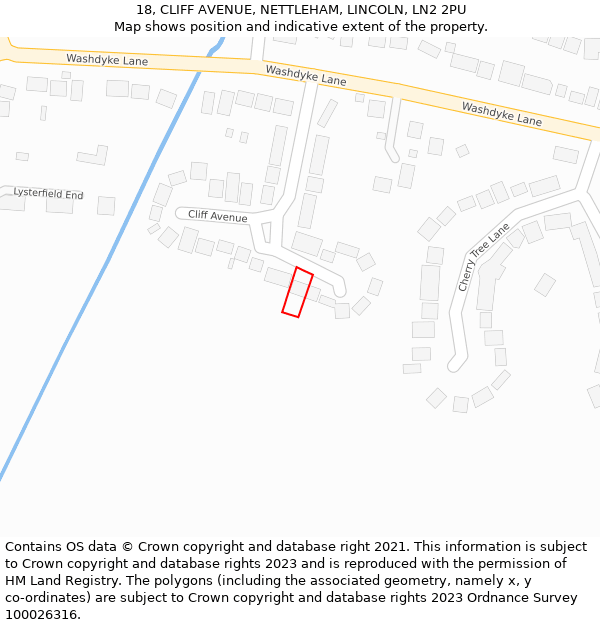 18, CLIFF AVENUE, NETTLEHAM, LINCOLN, LN2 2PU: Location map and indicative extent of plot