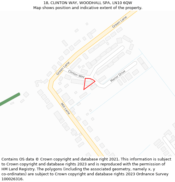 18, CLINTON WAY, WOODHALL SPA, LN10 6QW: Location map and indicative extent of plot